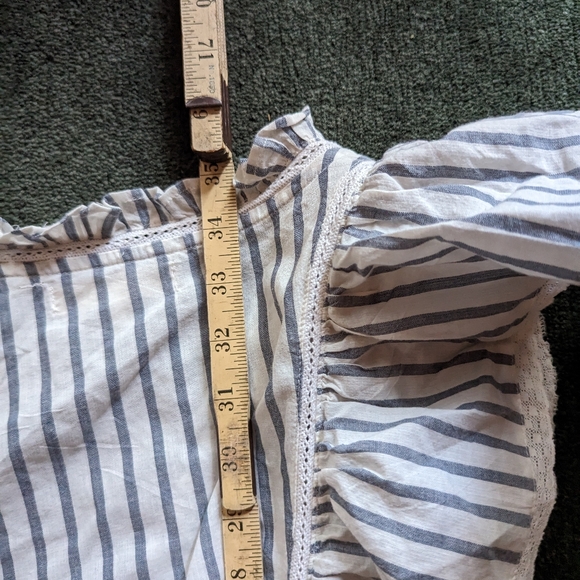 LoveShackFancy India Striped Voile Cotton Button Down Ruffle Mini Dress sz 8 - Picture 8 of 8